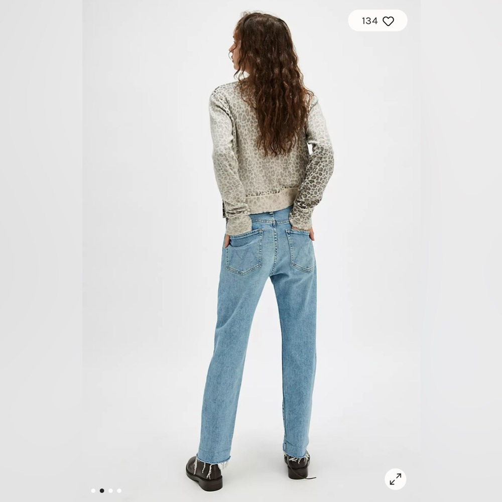MOTHER the Scrapper Cuff Ankle Fray in Wicked Wildflower Straight Leg Loose Fit - Picture 9 of 16